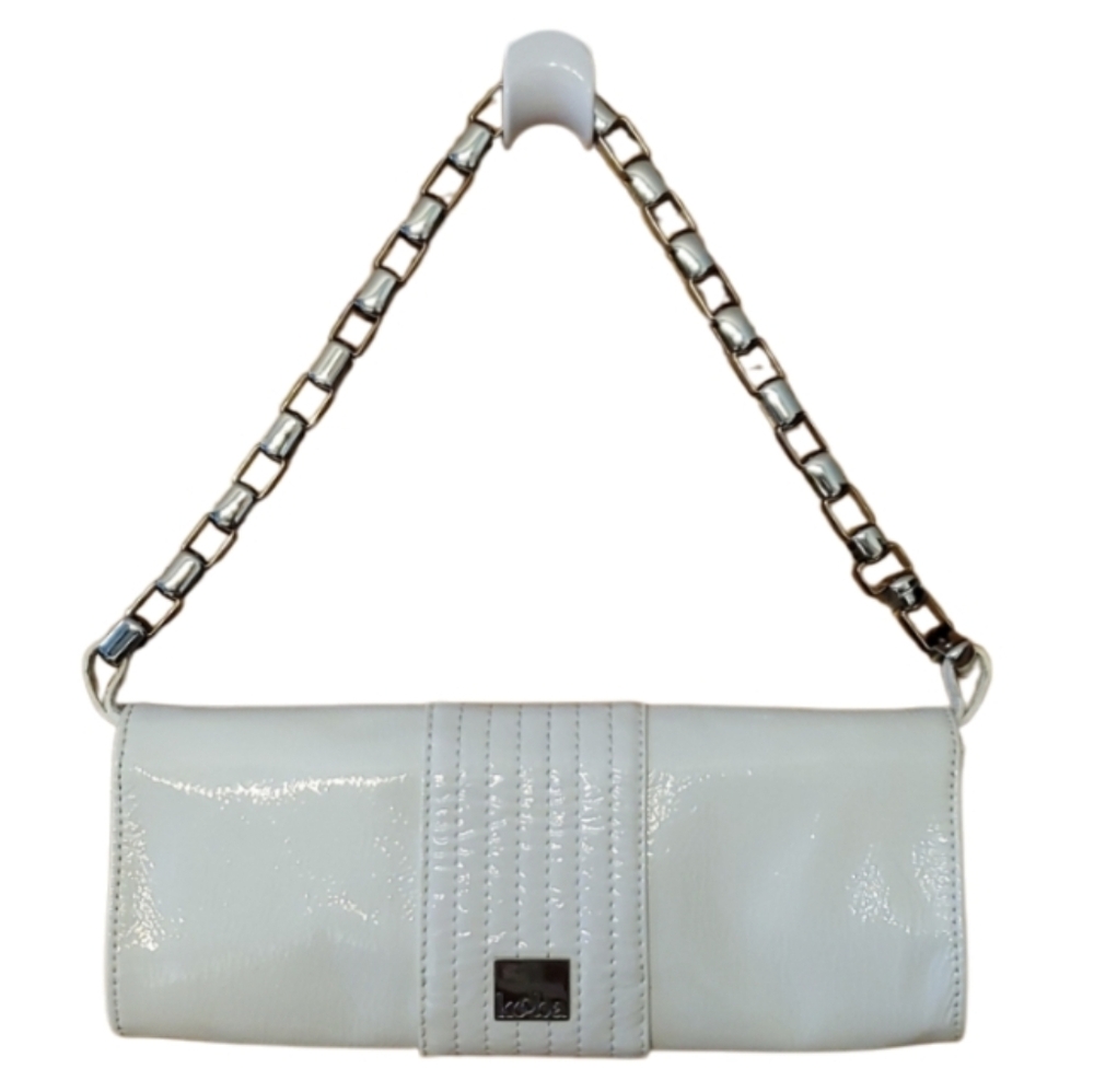 Kooba White Leather Clutch Shoulder Bag With‎ Silver Hardware